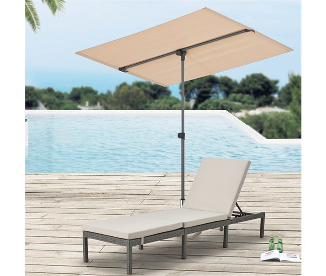 Conforama Sombrilla Carsoli Inclinable Rectangular Impermeable Aluminio Poliéster Color Arena [pro.tec]