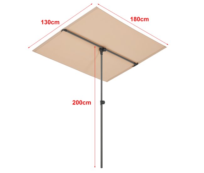Conforama Sombrilla Carsoli Inclinable Rectangular Impermeable Aluminio Poliéster Color Arena [pro.tec]