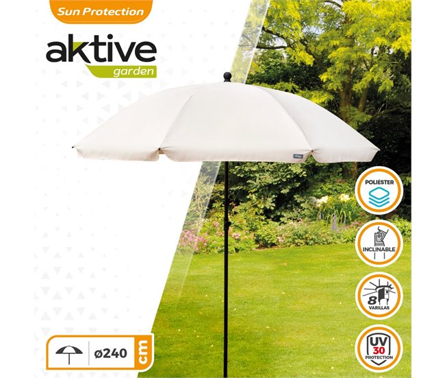Conforama Sombrilla De Jardín Con Filtro Solar 240 Cm Color Beige Aktive Garden