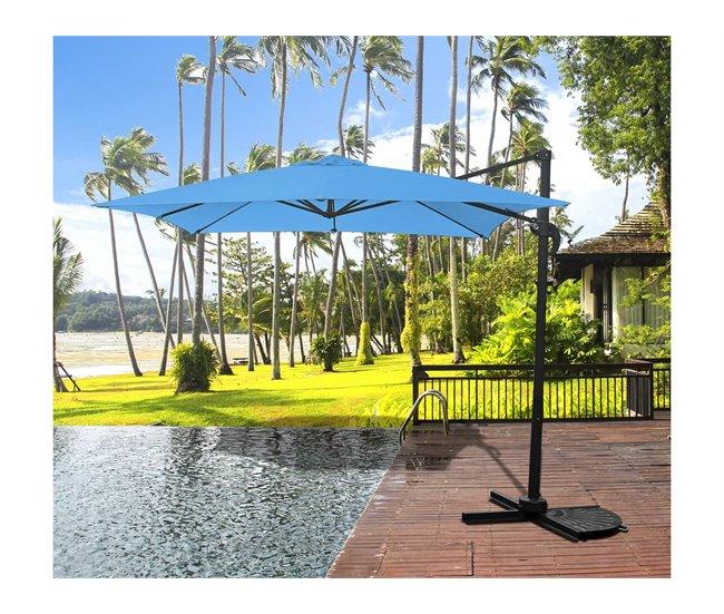 Conforama Sombrilla De Jardin "Soleil" - Cuadrada - 2.5 X 2.5 M - Azul + Funda Protectora