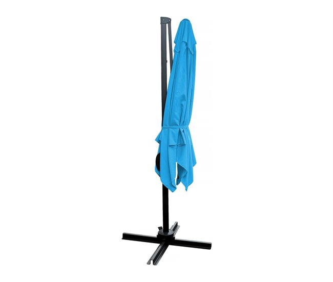 Conforama Sombrilla De Jardin "Soleil" - Cuadrada - 2.5 X 2.5 M - Azul + Funda Protectora