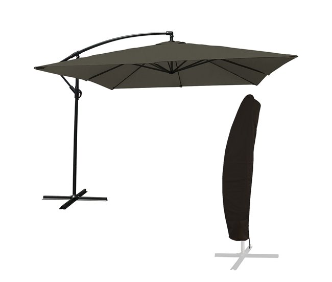 Conforama Sombrilla excéntrica MOLOKAI cuadrada 2 7x2 7 m color gris + funda