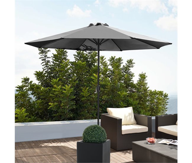 Conforama Sombrilla Sonn Con Manivela Poliéster/acero 300 X 230 Cm Gris [casa.pro]