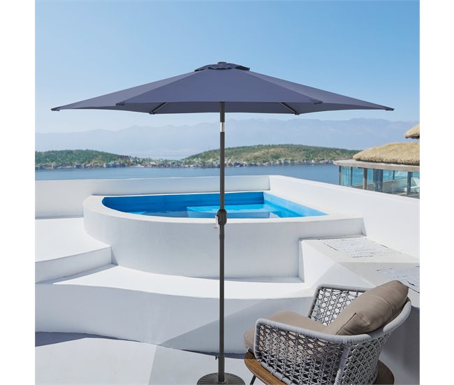 Conforama Sombrilla Terraza Exterior Altino Con Articulación Acero Ø 270 X 235 Cm - Azul Marino [casa.pro]