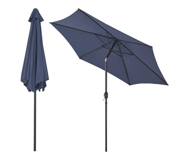 Conforama Sombrilla Terraza Exterior Altino Con Articulación Acero Ø 270 X 235 Cm - Azul Marino [casa.pro]