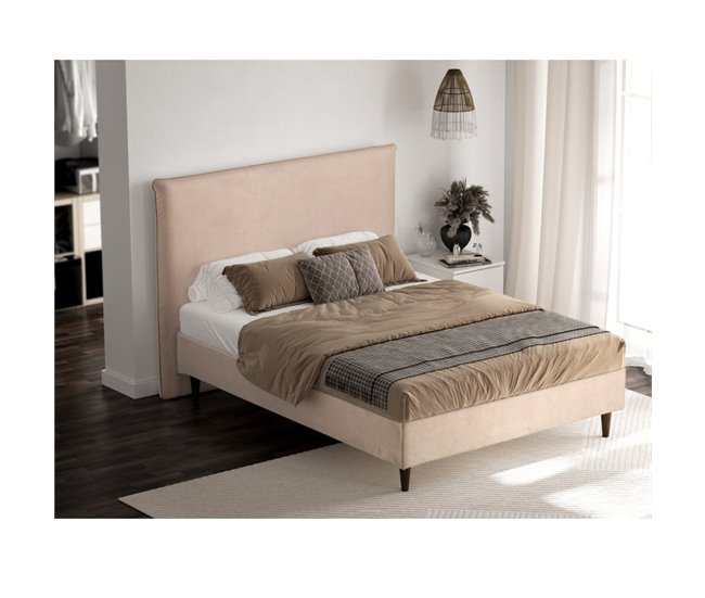 Conforama Somier Tapizado BUDWING Levi Beige C/ Patas De Madera (140x190 Cm)