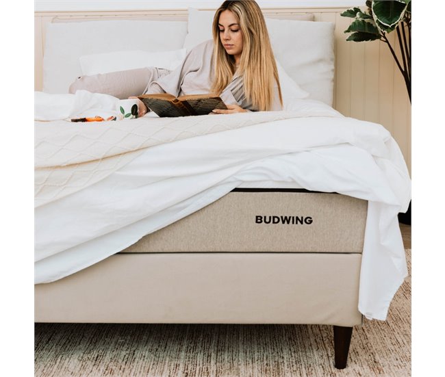 Conforama Somier Tapizado BUDWING Levi Beige C/ Patas De Madera (140x190 Cm)