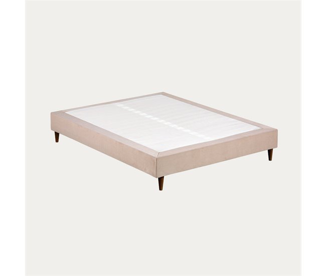Conforama Somier Tapizado BUDWING Levi Beige C/ Patas De Madera (140x190 Cm)