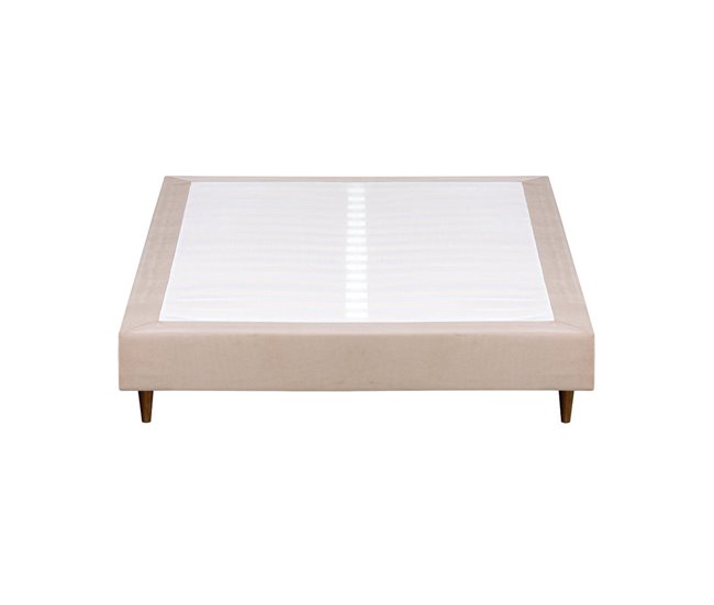 Conforama Somier Tapizado BUDWING Levi Beige c/ Patas de Madera (140x190 cm)