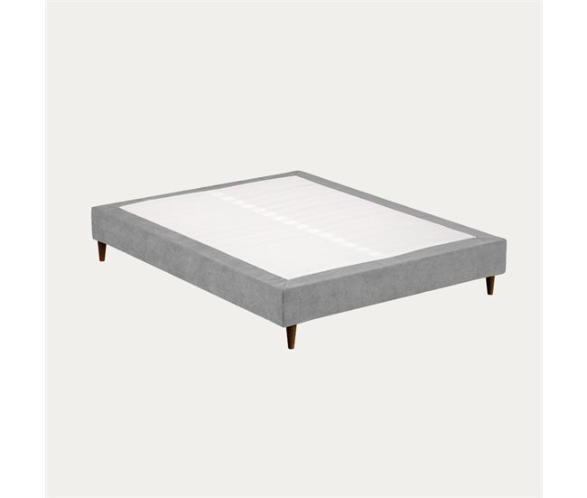 Conforama Somier Tapizado BUDWING Levi Gris C/ Patas De Madera (140x190 Cm)