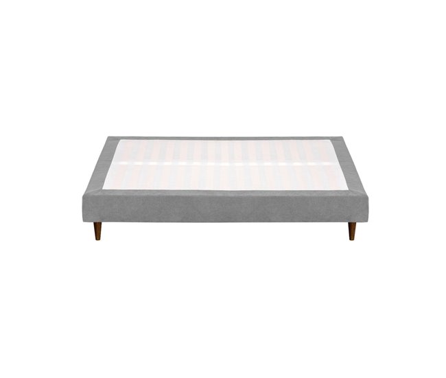 Conforama Somier Tapizado BUDWING Levi Gris C/ Patas De Madera (140x190 Cm)