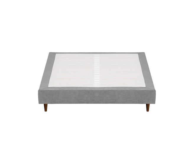 Conforama Somier Tapizado BUDWING Levi Gris c/ Patas de Madera (140x190 cm)