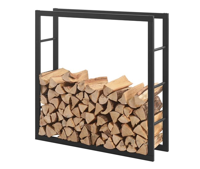 Conforama Soporte Para Leña Kasan Acero 100 X 100 X 25 Cm Negro [en.casa]