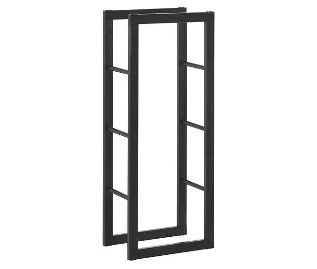 Conforama Soporte para leña Kasan Acero 40 x 100 x 25 cm - Negro [en.casa]