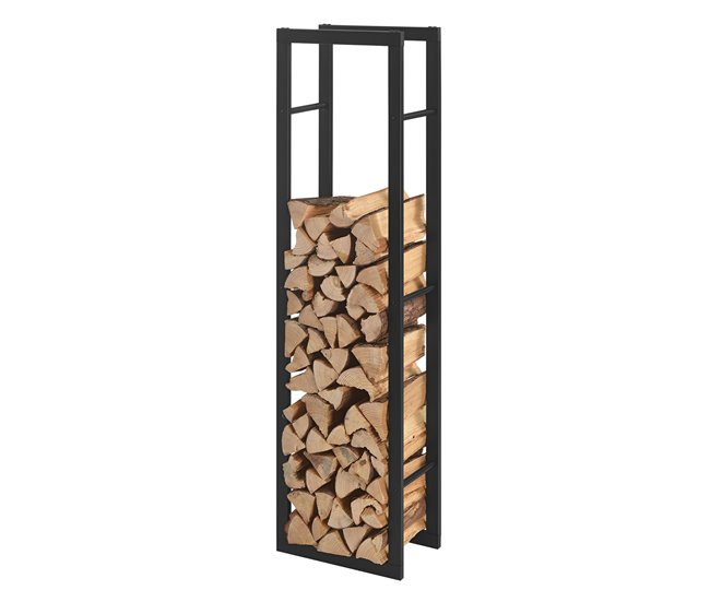 Conforama Soporte Para Leña Kasan Acero 40 X 150 X 25 Cm Negro [en.casa]