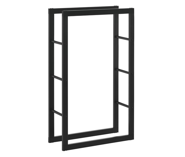 Conforama Soporte para leña Kasan Acero 60 x 100 x 25 cm Negro [en.casa]