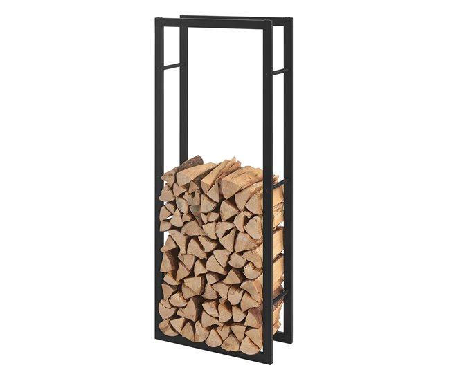 Conforama Soporte Para Leña Kasan Acero 60 X 150 X 25 Cm Negro [en.casa]