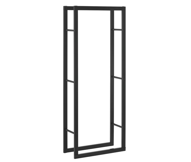 Conforama Soporte para leña Kasan Acero 60 x 150 x 25 cm Negro [en.casa]