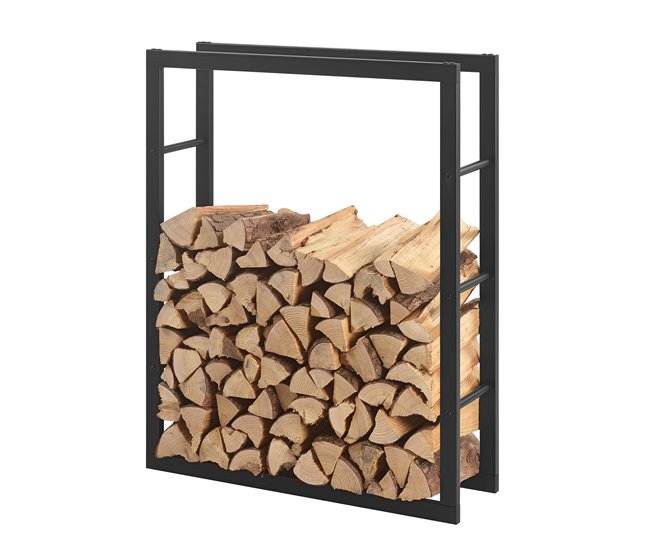 Conforama Soporte Para Leña Kasan Acero 80 X 100 X 25 Cm Negro [en.casa]