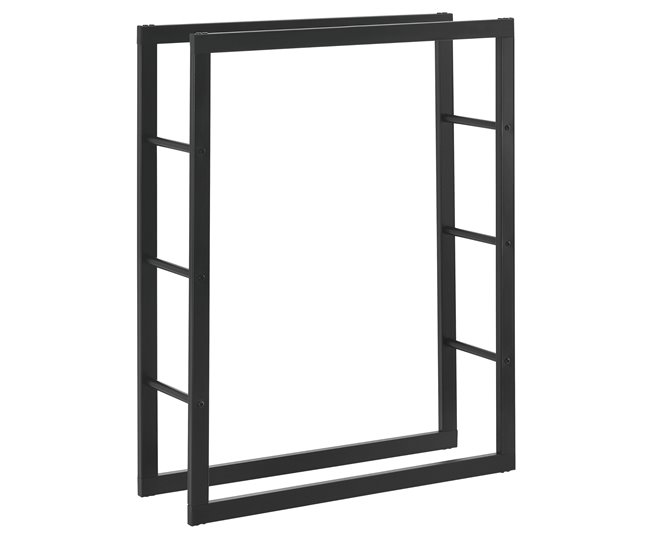 Conforama Soporte para leña Kasan Acero 80 x 100 x 25 cm Negro [en.casa]