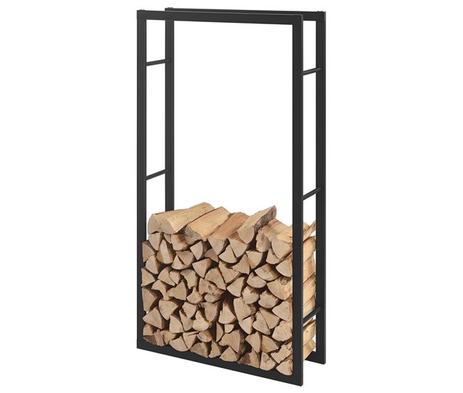Conforama Soporte Para Leña Kasan Acero 80 X 150 X 25 Cm Negro [en.casa]