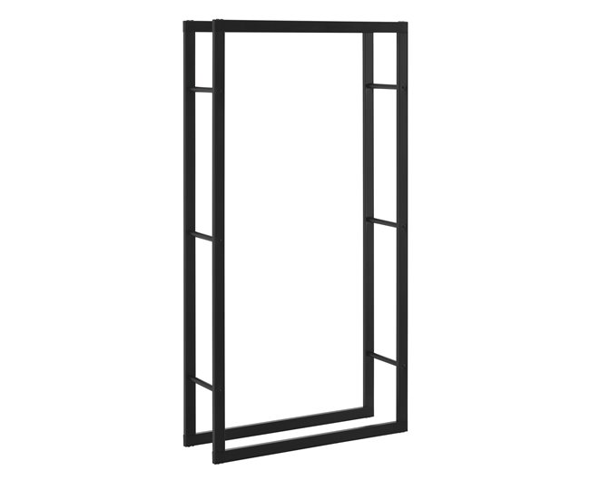 Conforama Soporte para leña Kasan Acero 80 x 150 x 25 cm Negro [en.casa]
