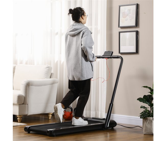 Conforama SPORTNOW 2 En 1 Cinta De Correr Plegable Velocidad 12 Km/h Cinta De Andar Control Remoto Superficie De Carrera 36x105 Cm Pantalla LED Y Ruedas Para Fitness En Casa 135x65x106 Cm Negro