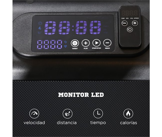 Conforama SPORTNOW 2 En 1 Cinta De Correr Plegable Velocidad 12 Km/h Cinta De Andar Control Remoto Superficie De Carrera 36x105 Cm Pantalla LED Y Ruedas Para Fitness En Casa 135x65x106 Cm Negro