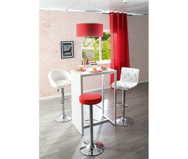 Conforama Taburete Ajustable Y Giratorio FLIP II PU Blanco