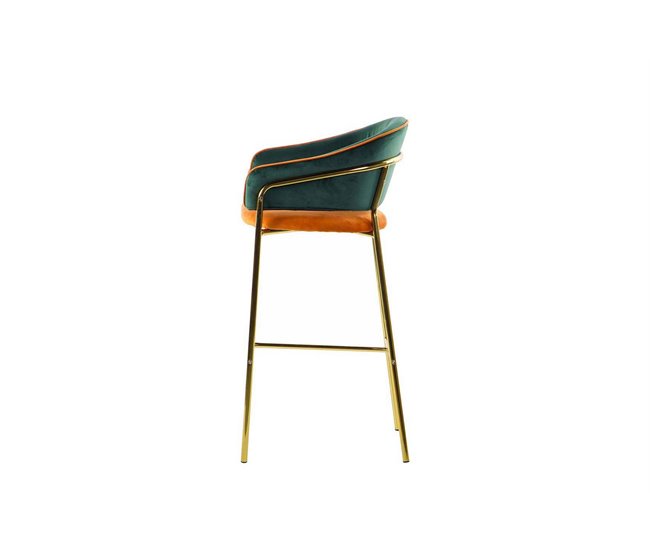 Conforama Taburete Bar Velvet Verde Naranja 53x52x99 Cm