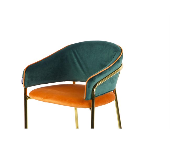 Conforama Taburete Bar Velvet Verde Naranja 53x52x99 Cm