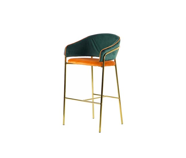 Conforama Taburete Bar Velvet Verde Naranja 53x52x99 Cm