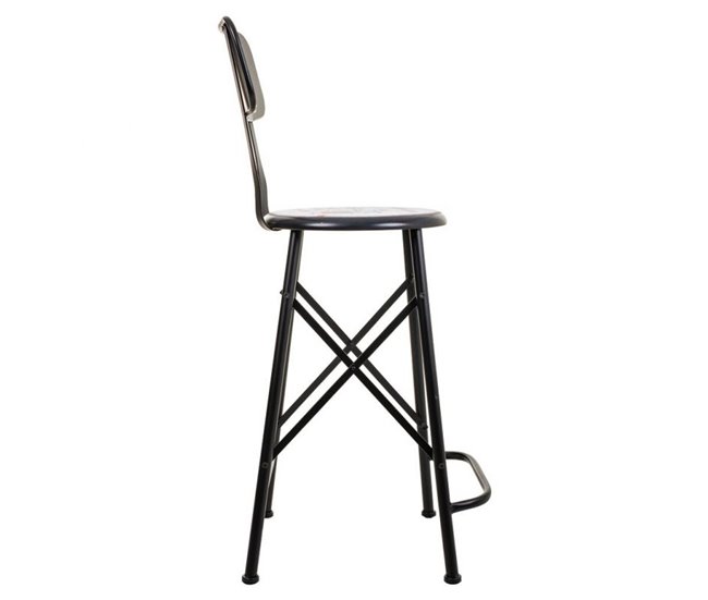 Conforama Taburete Blanco Y Negro De Metal Estilo Industrial De 46x40x100h Cm