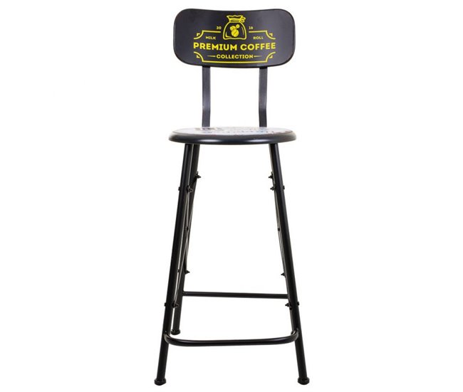 Conforama Taburete Blanco Y Negro De Metal Estilo Industrial De 46x40x100h Cm