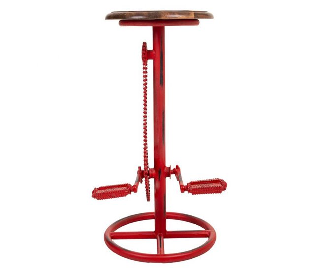 Conforama Taburete De Madera Y Metal Lacado En Rojo 73x40x40 Cm