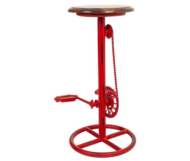 Conforama Taburete De Madera Y Metal Lacado En Rojo 73x40x40 Cm