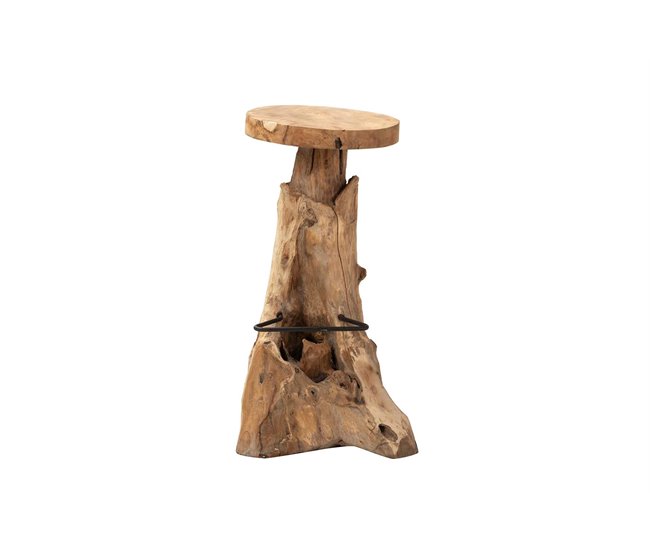 Conforama Taburete Madera Teca Natural Koulova 30x30x75 Cm