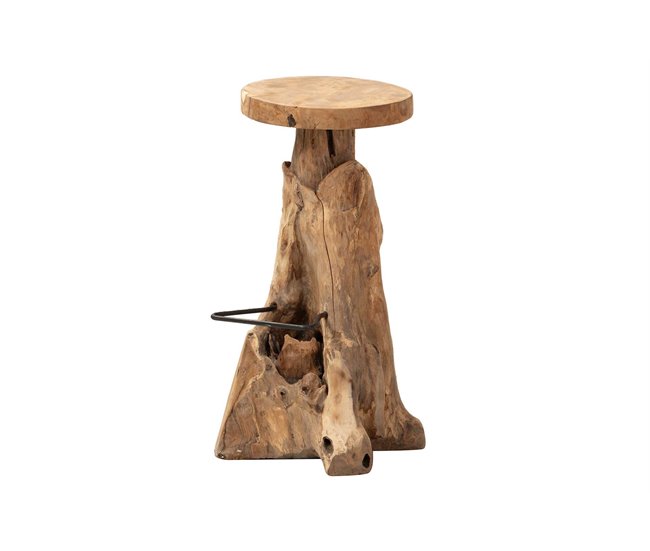 Conforama Taburete Madera Teca Natural Koulova 30x30x75 Cm