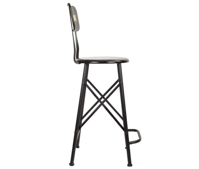Conforama Taburete Negro De Metal Estilo Industrial De 46x40x100h Cm