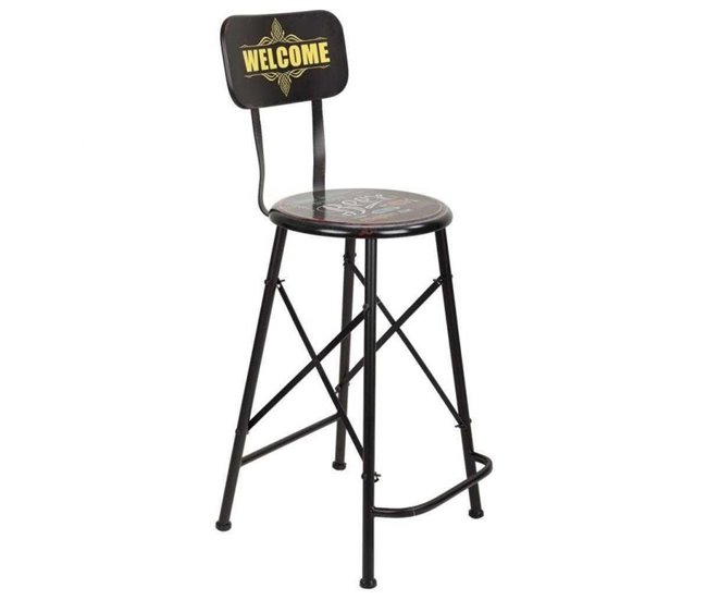 Conforama Taburete negro de metal estilo industrial de 46x40x100h cm