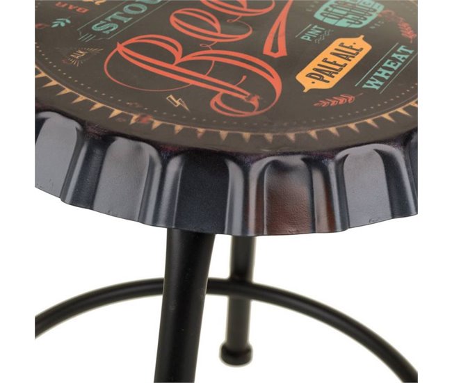 Conforama Taburete Negro Redondo De Metal Estilo Industrial De D35X46h Cm