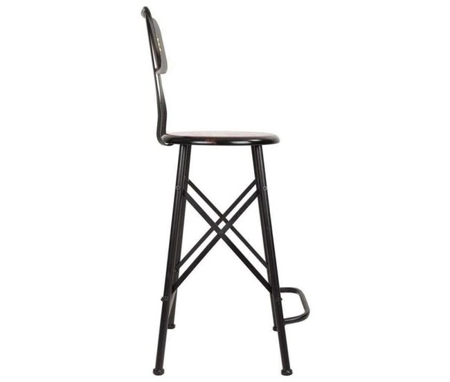 Conforama Taburete Negro Y Rojo De Metal Estilo Industrial De 46x40x100h Cm