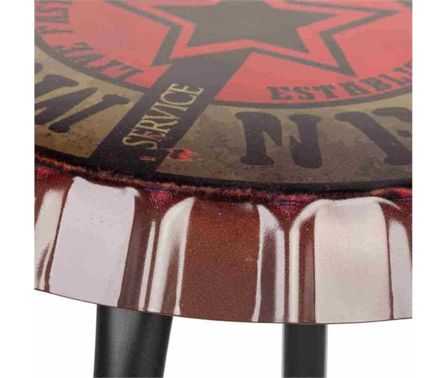 Conforama Taburete Rojo Redondo De Metal Estilo Industrial De 35X46h Cm