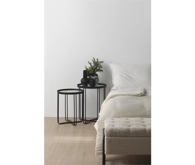 Conforama Taburete Tapizado Beig Con Patas De Madera Negra