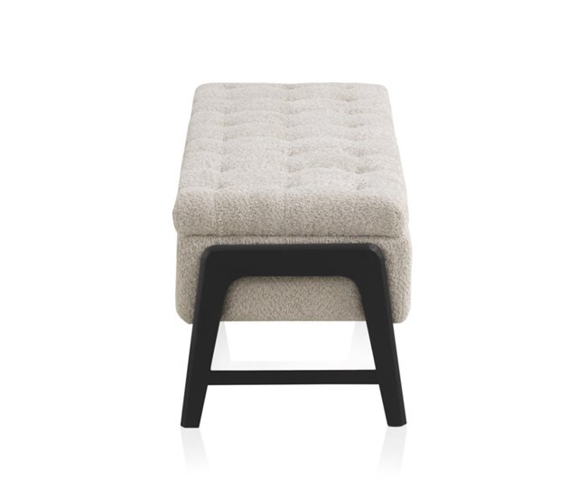 Conforama Taburete Tapizado Beig Con Patas De Madera Negra