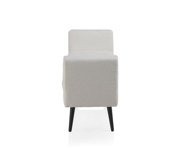 Conforama Taburete Tapizado Blanco Con Patas De Madera Negra