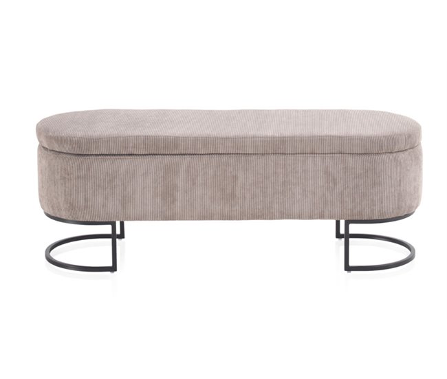 Conforama Taburete Tapizado Gris Con Patas De Metal Negro