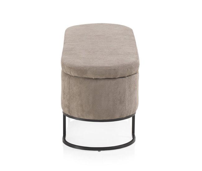Conforama Taburete Tapizado Gris Con Patas De Metal Negro