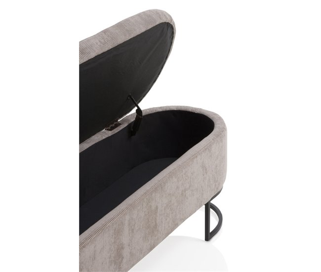 Conforama Taburete Tapizado Gris Con Patas De Metal Negro