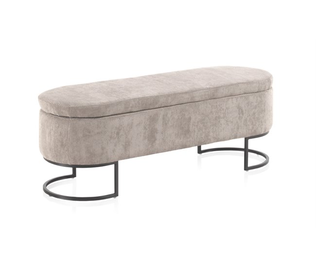 Conforama Taburete Tapizado Gris Con Patas De Metal Negro